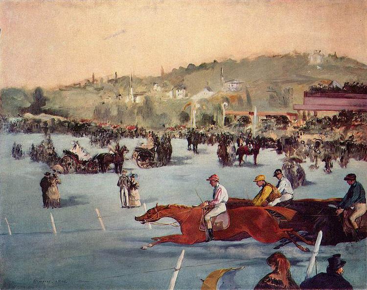 Edouard Manet Rennen im Bois de Boulogne oil painting picture